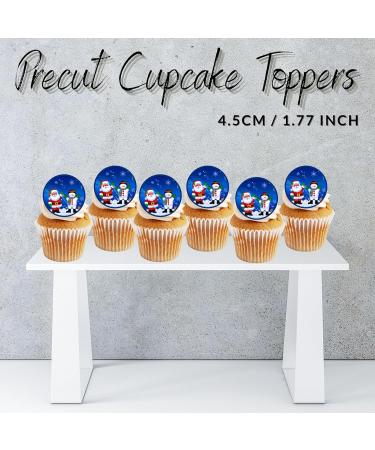 PRECUT Christmas Santa Snowman Cupcake Toppers Christmas Edible Cake Decorations Snowman Cake Toppers Xmas Cupcake Decoration Santa Cup Cake Topper (12) - Buy Online on SooperMarket.com
