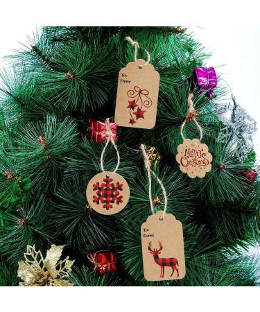 CCINEE Christmas Gift Tags Xmas Kraft Paper Gift Hang Tag Label with Jute Twine for Christmas Gift Wrapping Supply 120pcs Buffalo Plaid - Buy Online on SooperMarket.com