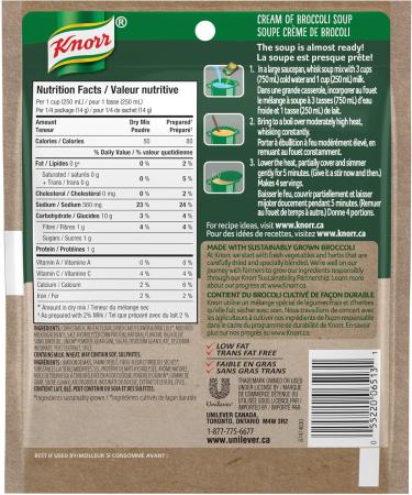 Knorr Dry Soup Mix for A Quick Delicious Soup Or Flavour Boost Cream of Broccoli No Artificial Colours Or Flavours 52 GR 12-Count Cream Of Broccoli 52 g (Pack of 12) - Buy Online on SooperMarket.com