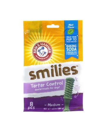 Arm & Hammer Smilies Tartar Control Dental Treats for Dogs Medium Mint 8 Pieces