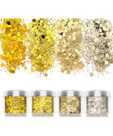 Body Glitter Chunky Nail Kit - 120g Holographic Hexagon Sequin Set for DIY, Gold Festival Decoration - Buy Online on SooperMarket.com