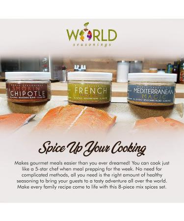 World Seasonings Variety 8 Pack - Greek, Italian, French Fry, Mexican, Chipotle, Curry, Mediterranean, BBQ Dry Rub - Buy Online on SooperMarket.com