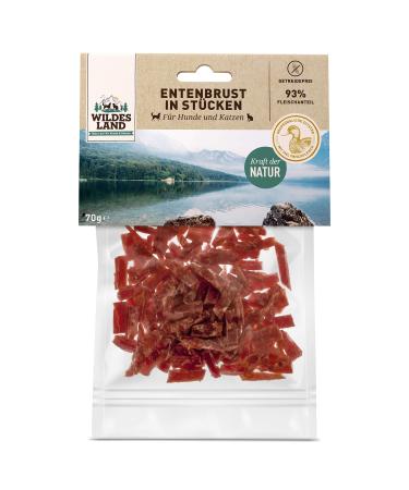 Wild land - duck breast in pieces - 70 g - Kausnack for cats - of course reward - free -free - free -free - fresh gentle dried meat - high meat content - fat low
