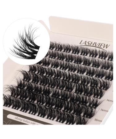 LASHVIEW Cluster Lashes Wispy Cluster Eyelash Extensions 3D DIY Lash Clusters 10-16mm Multilayered Eyelash Clusters Reusable Fluffy Individual Lashes Cluster(ML 11)