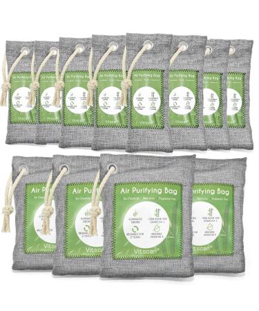 12 Pack Bamboo Charcoal Air Purifying Bag, Activated Charcoal Bags Odor Absorber, Moisture Absorber, Natural Car Air Freshener, Shoe Deodorizer, Odor Eliminators For Home, Pet, Closet (8x50g, 4x200g)