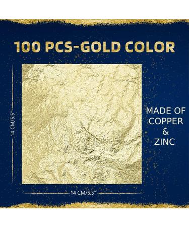 QTADAH Imitation Gold Leaf Sheets 100 Pcs - 5.5x5.5 Inches - Gold Foil for Artwork, DIY Crafts, Nail Art, Painting - Multipurpose & Easy to Use - Buy Online on SooperMarket.com