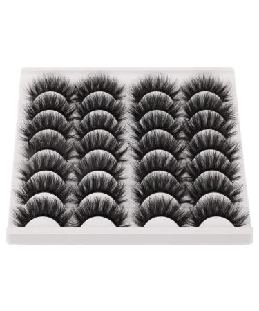 JIMIRE False Eyelashes Mink Fluffy Volume Lashes 3D Wispy Long Fake Eyelashes 14 Pairs Pack 1.Thick Volume Glam