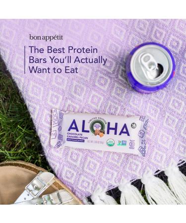 ALOHA Organic Plant Based Protein Bars | Chocolate Caramel Pecan | 12 Count  1.98oz Bars | Vegan  Low Sugar  Gluten Free  Paleo Friendly  Low Carb  Non-GMO  Stevia Free  Soy Free  No Sugar Alcohol Sweeteners - Buy Online on SooperMarket.com