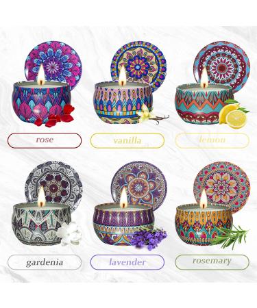 VETOUR Scented Candles Set - Natural Soy Wax Aromatic Candles for Stress Relief - 6pc Retro Gift for Women - Portable Travel Jar Candles - Buy Online on SooperMarket.com