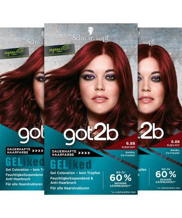 GOT2B GELiked 6.88 Ruby Red Level 3 Pack of 3 (3x 143 ml) Ruby Red 143 ml (Pack of 3)
