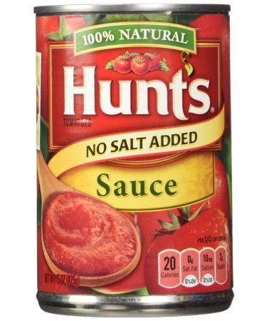 Hunt's No Salt Added Tomato Sauce 15oz Can (Pack of 6)