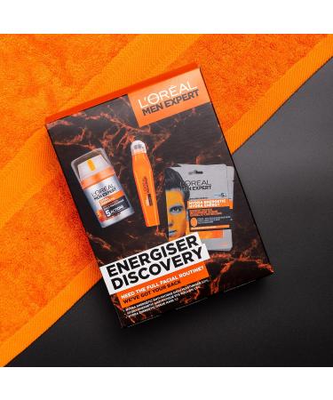 L Or al Paris Men Expert Energiser Discovery Giftset for Men Anti-fatigue Moisturiser 50ml Revitalising Eye Roll On 10ml and Recharging Tissue Mask 30g Hydra Energetic Trio With Vitamin C* - Buy Online on SooperMarket.com