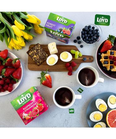 Mokate Loyd Raspberry & Strawberry Pyramid 20 Teabags 40 g - Buy Online on SooperMarket.com