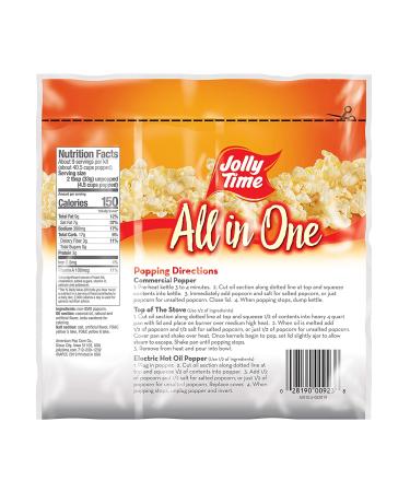 JOLLY TIME All-in-One Popcorn Kit with Kernels, Oil, and Salt for Movie Theater or Air Popper Machines (24 Pack, 8oz Kettle) - 10.5 oz (Pack of 24) - Buy Online on SooperMarket.com