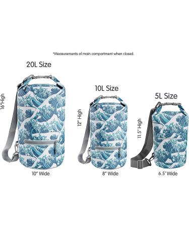Skog Kust DrySk Waterproof Floating Dry Bag with Zippered Pocket | Ideal for Kayaking, Rafting, Boating, Swimming, Camping | 5L Waves Design - Buy Online on SooperMarket.com