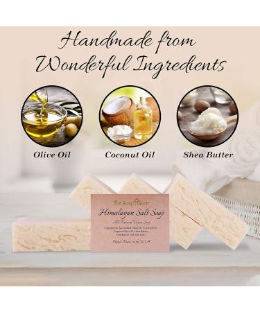 Himalayan Salt Soap Bars - Handmade USA | Sea Salt & Shea Butter | All Natural Non-GMO Unscented (4 Bars 4.5oz Each - Buy Online on SooperMarket.com