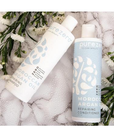Purezero Moroccan Argan Oil Shampoo & Conditioner Set - Repair Damaged Hair, Restore Strength, Shine & Softness - Sulfate, Paraben, Dye, Gluten Free - Vegan & Cruelty Free - Ideal for Color Treated Hair - Buy Online on SooperMarket.com