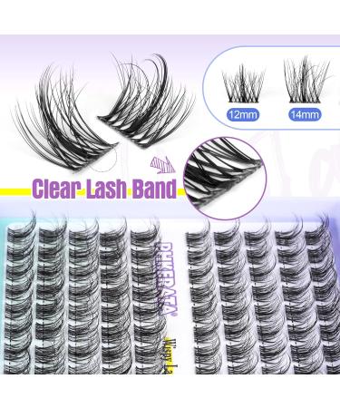 PHKERATA Wispy Individual Eyelashes Extension DIY Kit | C Curl Fluffy Cluster Lashes with Glue, Tweezers, Bond & Seal | Natural Look | 100Pcs 12/14MM - Buy Online on SooperMarket.com