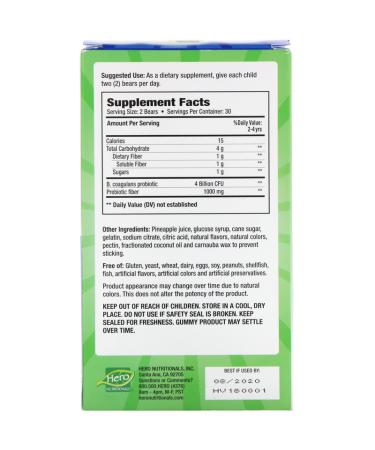 Hero Yummi Bears Probiotic + Prebiotic Gummies - Natural Strawberry & Orange - 60 Count - Buy Online on SooperMarket.com