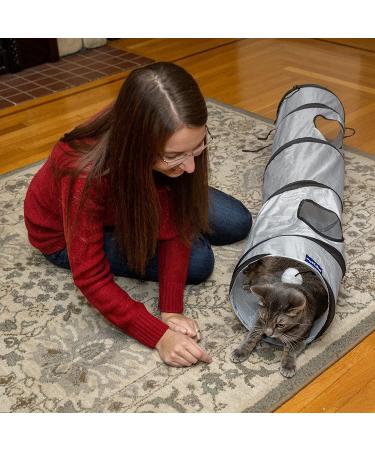 PetLike Collapsible Cat Tunnel with Peek Hole - Grey | Indoor Cat Play Toy with Ball - Buy Online on SooperMarket.com
