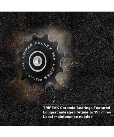 TRiPEAK Campagnolo 10/11T Stainless Steel Bearing Jockey Wheel Pulley Set - Black - Buy Online on SooperMarket.com