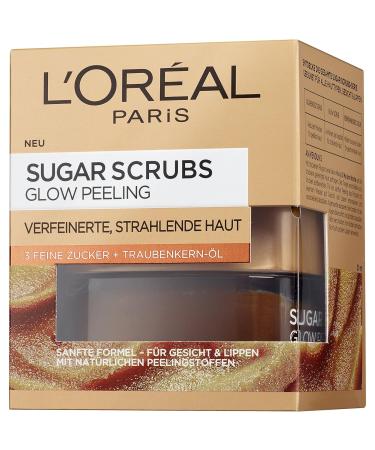 L'Or al Paris Sugar Scrubs Face Mask Glow Peeling 50ml - Unscented Exfoliating Skin Care | International Shipping Available - Buy Online on SooperMarket.com