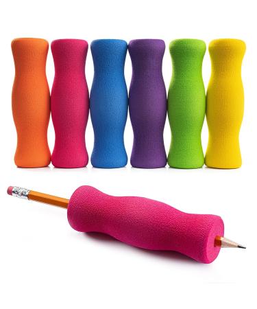 Special Supplies Long Foam Pencil Grips for Kids and Adults Colorful, Cushioned Holders for Handwriting, Drawing, Coloring | Ergonomic Right or Left-Handed Use | Reusable (6)