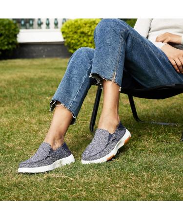 OrthoComfoot Women's Slip On Shoes with Arch Support - Plantar Fasciitis Loafers | Pain Relief Orthopedic Slippers - Light Blue, Size 8.5 W - Buy Online on SooperMarket.com