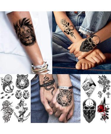 COKTAK 22 Sheets 3D Forearm Half Sleeve Temporary Tattoos - Large Tribal Lion Warrior Tiger Wolf Flower Skull Fake Tattoo Stickers for Men Women Adults - Halloween Black 3D Realistic Tatoo Rose Animals - Buy Online on SooperMarket.com