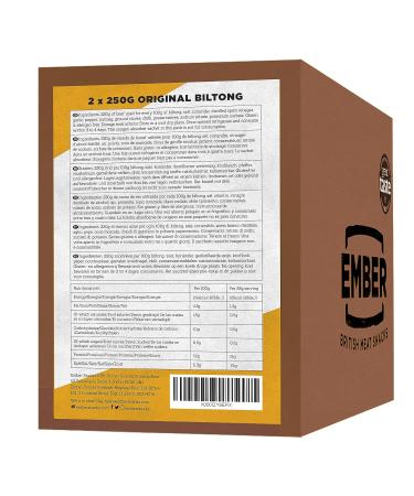 Ember Snacks Biltong - High Protein Beef Snack (2x250g Original) - Premium British & Irish Beef - Healthy 2 Pack - Buy Online on SooperMarket.com