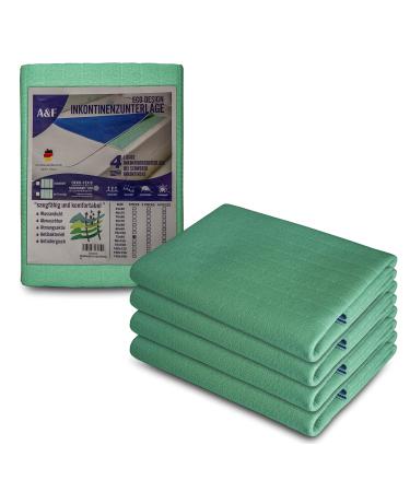A&F incontinence edition 75x100 (4 -pack) - 4 layers - up to 26280ml/m suction power tank pad washable - incontinence pad washable - mattress pad suitable for adult bed 75x100 4 Pack