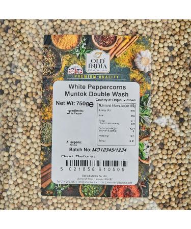 Old India White Peppercorns Muntok Double Wash 750g - Premium Quality Spice - Buy Online on SooperMarket.com