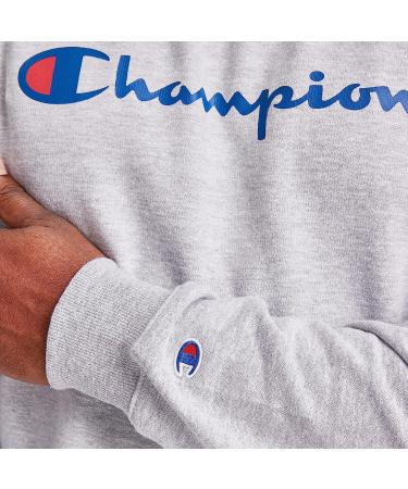 Champion Men's Powerblend Fleece Crew Sweatshirt - Crewneck, Oxford Gray Script - Buy Online on SooperMarket.com