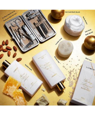Ultimate Gift Basket for Mom - 31Pc Spa Self Care Kit | Stress Relief Gifts Birthday & Thank You Ideas | Honey Almond Bath & Body Essentials - Buy Online on SooperMarket.com