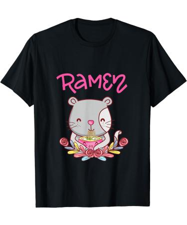 Kawaii Kitty Cat Eating Ramen Noodles T-Shirt