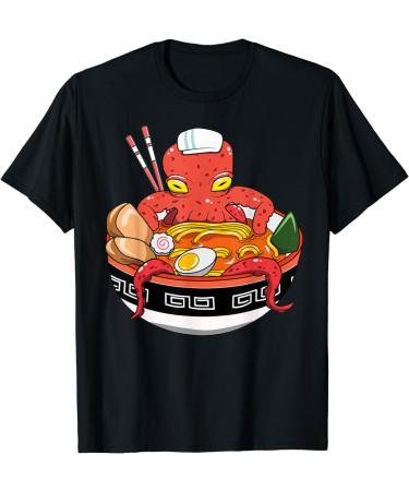 Japanese Kawaii Ramen Octopus Noodle Chillin Bowl T-Shirt