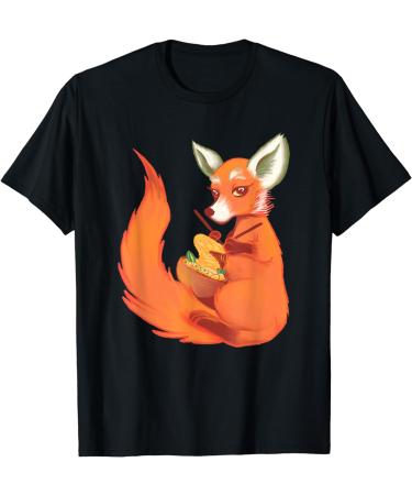 Fox Knitting Ramen Noodles Kawaii Japanese Anime Aesthetic T-Shirt