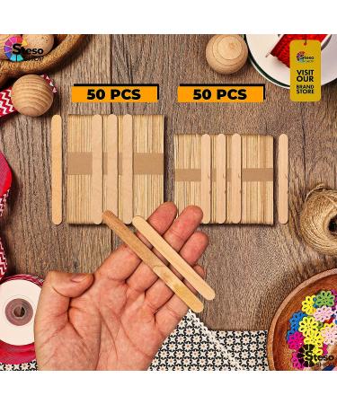 Craft Supplies: Premium Quality Popsicle Sticks - 100 pcs Assorted Sizes - Jumbo, Mini, Large Wood Strips - Ideal for Kids Crafts - Buy Online on SooperMarket.com
