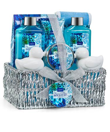 Fathers Day Home Spa Gift Basket in Heavenly Ocean Bliss Scent - 9pc Bath & Body Set - Shower Gel  Bubble Bath  Bath Salt  Body Lotion & more  Wedding  Anniversary  Birthday  Graduation Gift for Women