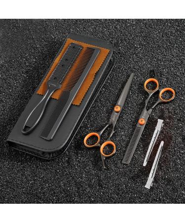 FCYSY Professional Hairdressing Scissors Thinning Set - OrangeBlack | Barber Haircut Kit for Men & Women - Buy Online on SooperMarket.com