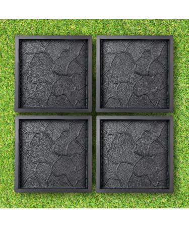 BETONEX Plastic Molds Concrete Set Patio Paving Mold 4 pcs - Big Large Pathmaker Precast Concrete Molds and Forms Stampcrete for Walkways - Beautiful Cobblestone Molds for Concrete  Reusable