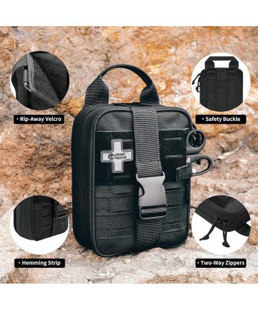 RHINO RESCUE Small First Aid Kit with Survival Tool - Perfect for Car Camping Hiking & Emergency Situations - Black - Buy Online on SooperMarket.com
