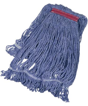 AmazonBasics Loop-End Synthetic Mop Head, 1.25-Inch Headband, Large, Blue - 6-Pack Blue Large 1.25-Inch Headband