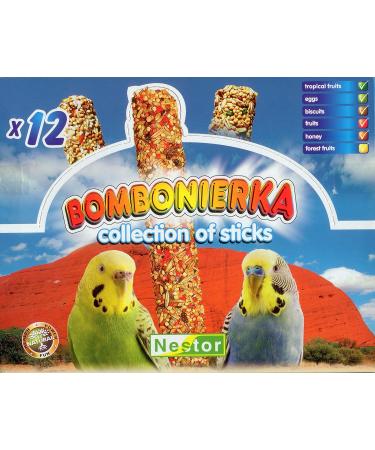 NESTOR Budgie Bird Food Treats - 12 Nibble Sticks with Honey Egg & Forest Fruit | International Shipping - Buy Online on SooperMarket.com