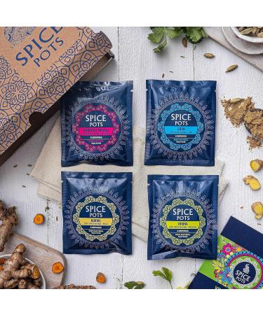 Spice Pots Vegan Curry Kit with 8 Recipes | Korma, Bhuna, Tandoori Masala, Goan Spices | Vegan & Gluten-Free | Vegetarian Curry Kit | Vegan Food Gift - Buy Online on SooperMarket.com