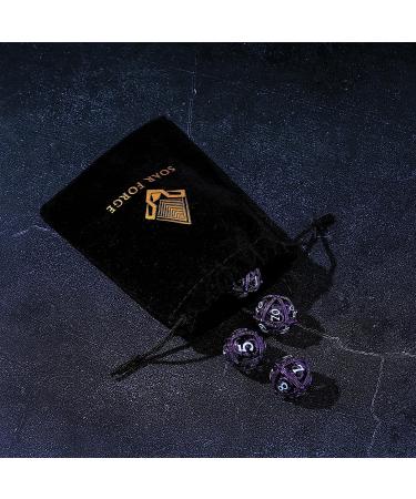 Metal DND Dice Set - Unique Round Hollow Orb Design - Purple Dragon Metal Dice for RPG - Stunning Dungeons and Dragons Set - Buy Online on SooperMarket.com