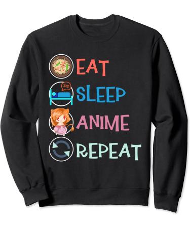 Eat Sleep Anime Repeat Japanese Ramen Noodles Kawaii Anime Sweatshirt