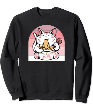 Kawaii Cat Neko Eating Ramen Noodle Soup Japanese Aesthetic Sweatshirt