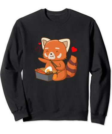 Red Panda Eating Ramen Japanese Food Noodles Soba Panda Sweatshirt