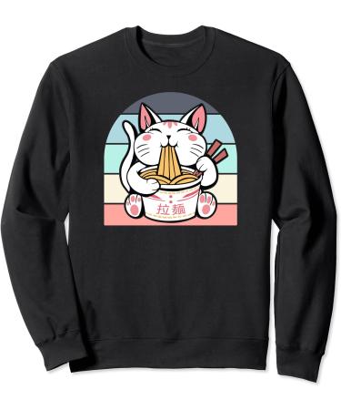 Kawaii Cat Neko Eating Ramen Noodle Soup Japanese Aesthetic Sweatshirt